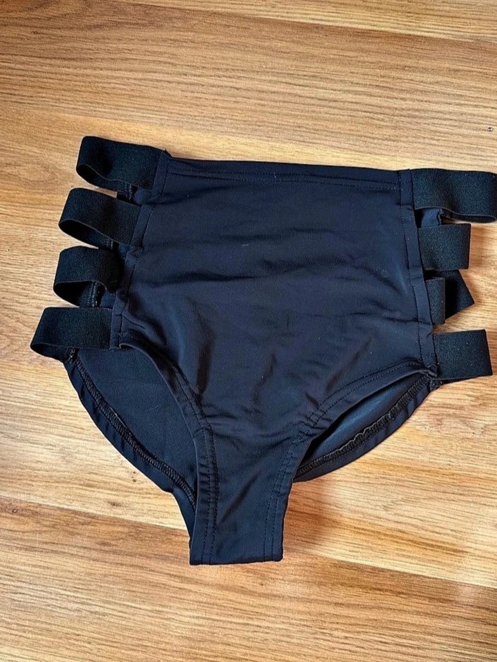 Paradise Chick Black Strappy Bikini Bottom Size Medium